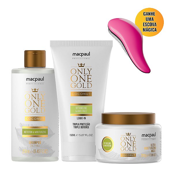 Kit Shampoo Máscara Leave-In Only One Gold Coconut