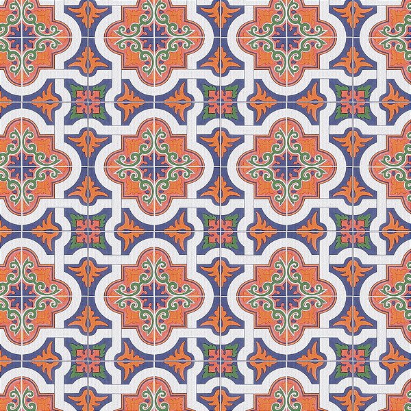 Sintético Corano Estampado Azulejo Ornamental (9289) - 1,40Mt de Largura