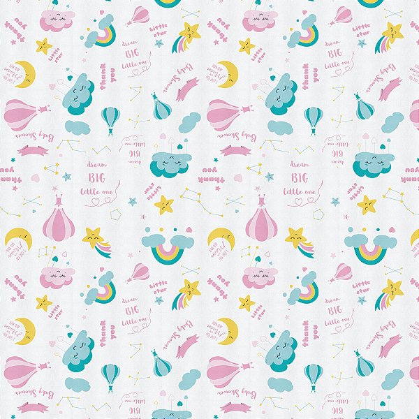 Sintético Corano Estampado Girls Dreams - 1,40Mt de Largura
