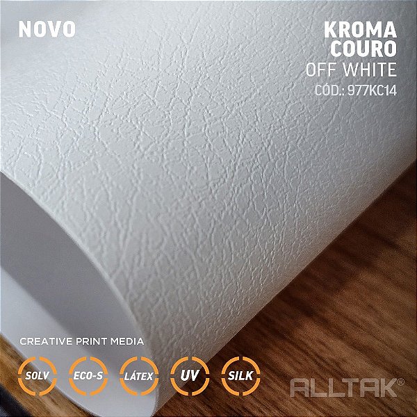 Revestimento Vinílico Kroma Forma Couro Off White - 1,20mt De Largura