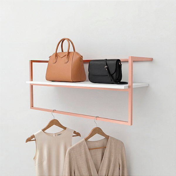 Arara de Parede Cabideiro e Tampo Mdf modelo TY 120 cm