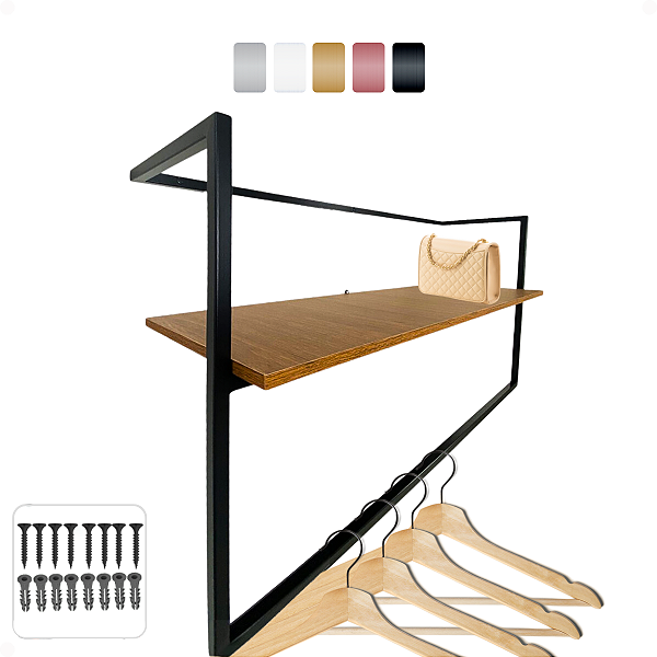 Arara de Parede com Prateleira - Paris TY 150cm