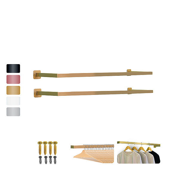 Arara de Parede 120cm Reforçada Kit c/ 2
