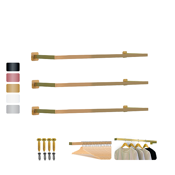 Arara de Parede 120cm Reforçada Kit c/ 3