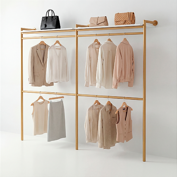 Arara Tiger 300 com Prateleira - Cabideiro de Parede Profissional para Lojas e Showrooms