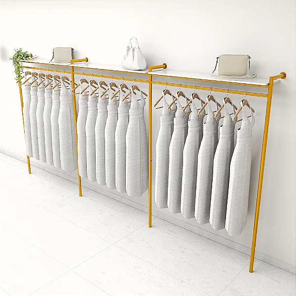 Arara para Vestidos Coluna L Montante com Prateleira 4,5m - Modelo Tiger