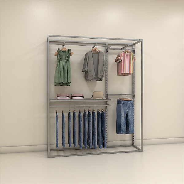 Arara de Chão Regulável Cubo Magazine 180 - Modular com Cremalheira