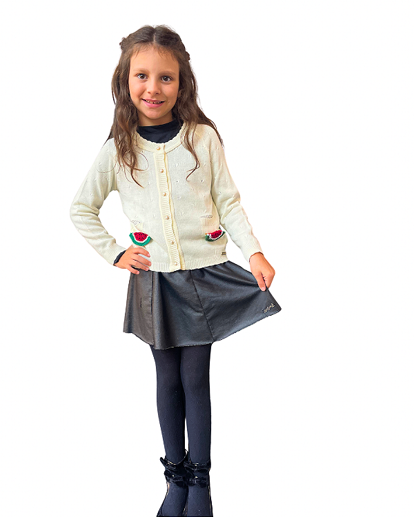 Cardigan Tricô Infantil Melancia Off