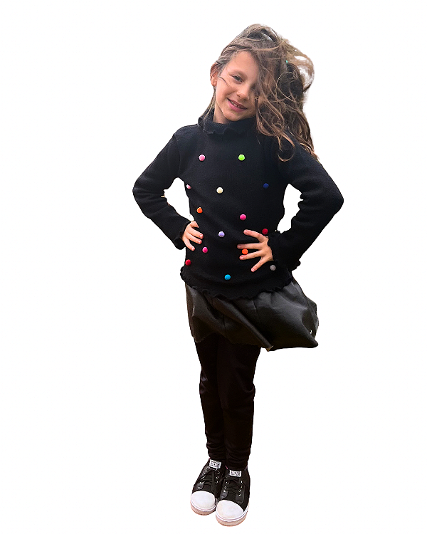 Blusa Tricô Pompom Colorido