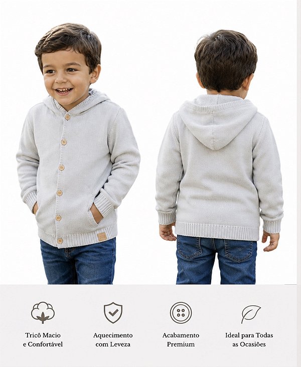CASACO INFANTIL TRICÔ CAPUZ