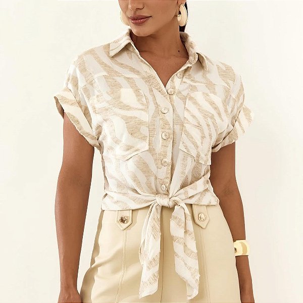 Camisa Viscose Jacquard Estampa Orgânica