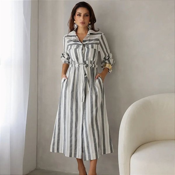 Vestido Chemise Listrado