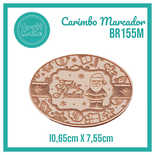 Carimbo Marcador BR155M Feliz Natal Papai Noel Oval