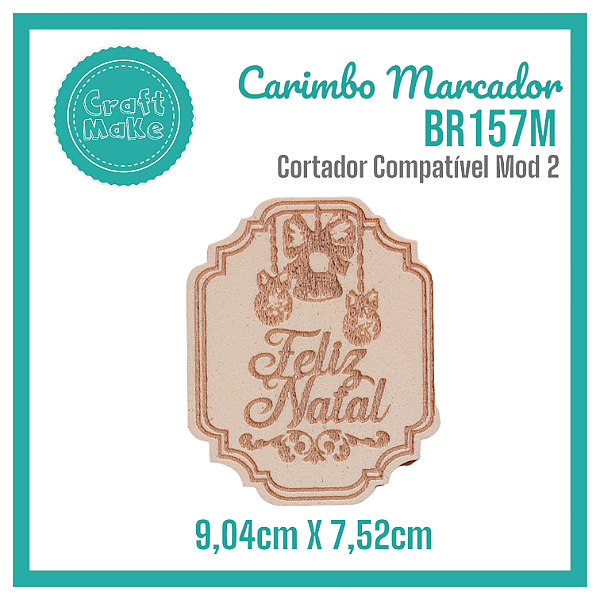 Carimbo Marcador BR157M Feliz Natal Sino e Bolas (vertical)