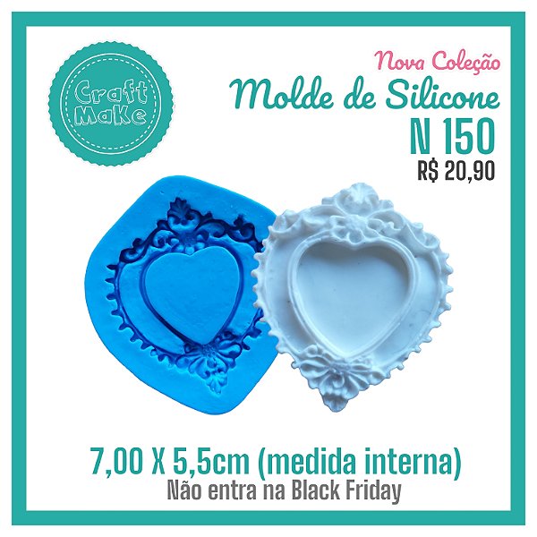Molde de Silicone 150 - Moldura Coração P