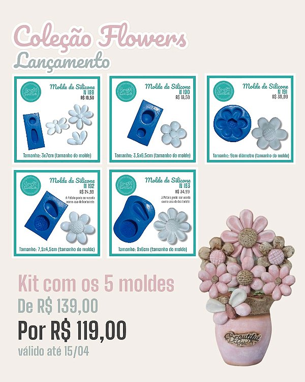 Kit Flowers - Moldes de Silicone