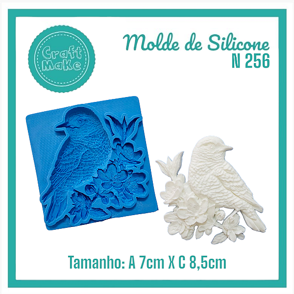 Molde de Silicone 256 - Pássaro com flores