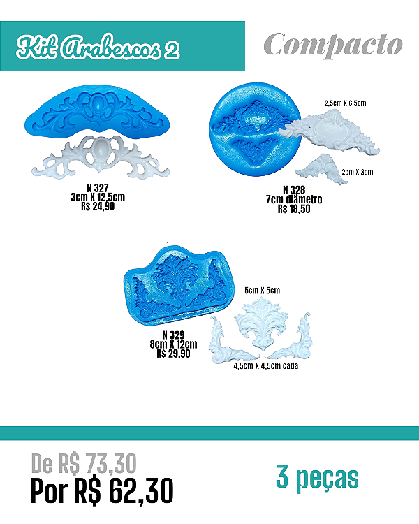 Kit Arabescos #2 Compacto (3 peças)