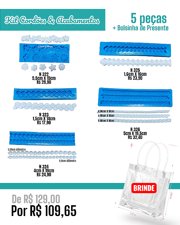 Kit Cordões e Acabamentos (5 peças)