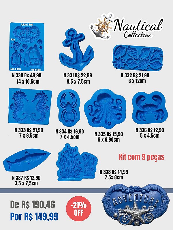 Kit Náutico (Moldes de Silicone 9 peças)