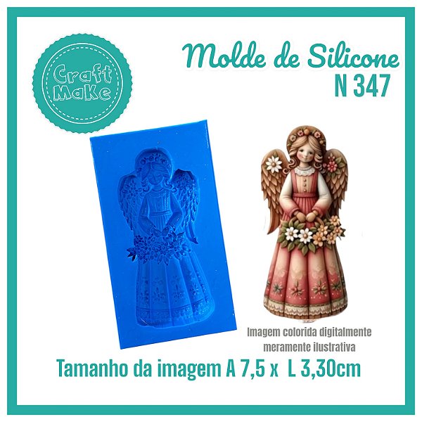 Molde de Silicone - N 347 Anja com Flores (Dia das Mães)