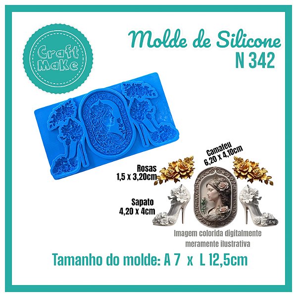 Molde de Silicone - N 342 Scarpin & Camafeu (Dia das Mães)