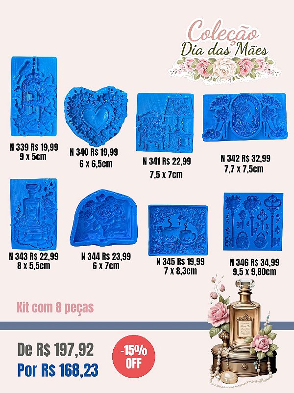 Kit Dia das Mães 2026 (Moldes de Silicone 8 peças)
