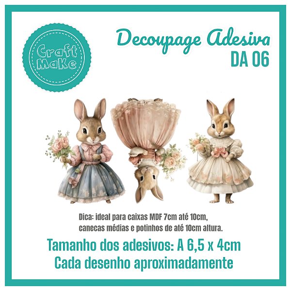 Decoupage Adesiva - DA 06 - Coelhas Provençais