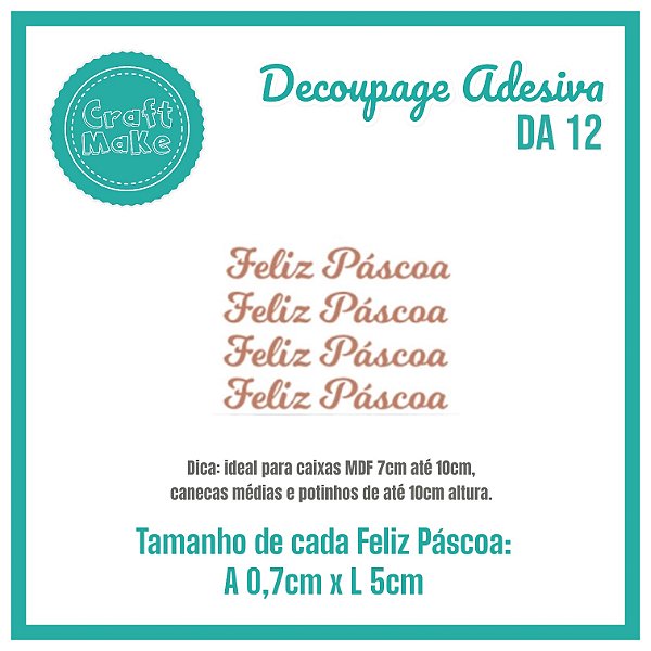 Decoupage Adesiva - DA 12 - Feliz Páscoa (palavras)