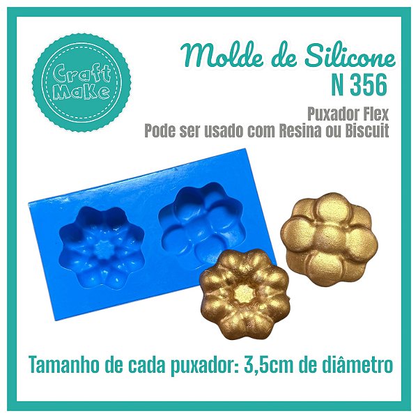 Molde de Silicone - Molde 356 - Puxador Duo - 4 pétalas