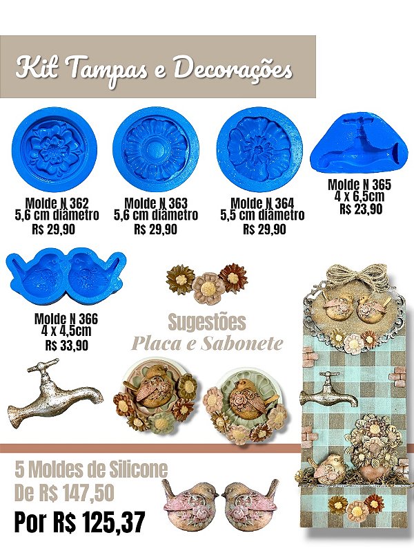 Kit Tampas e Decorações - 5 moldes