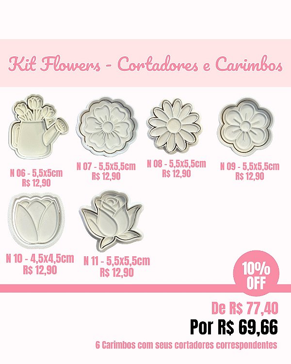 Carimbo & Cortador - Kit Flowers