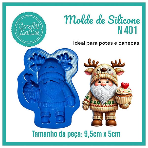 Molde 401 - Papai Noel Nórdico CupCake em Pé (Natal 2026)