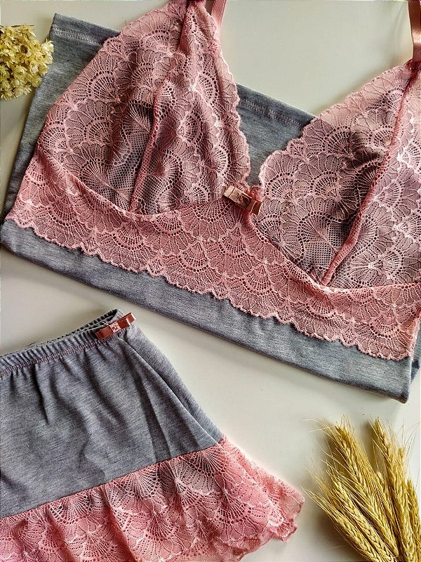 Pijama Short Doll Amor Perfeito