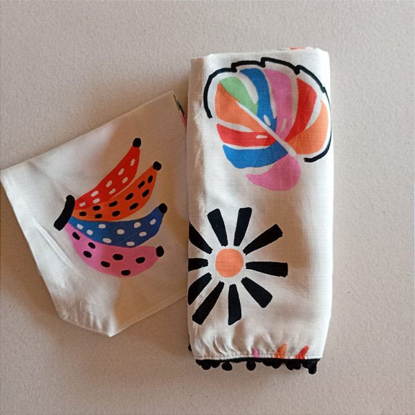 Canga Estampada em Viscose com Ecobag