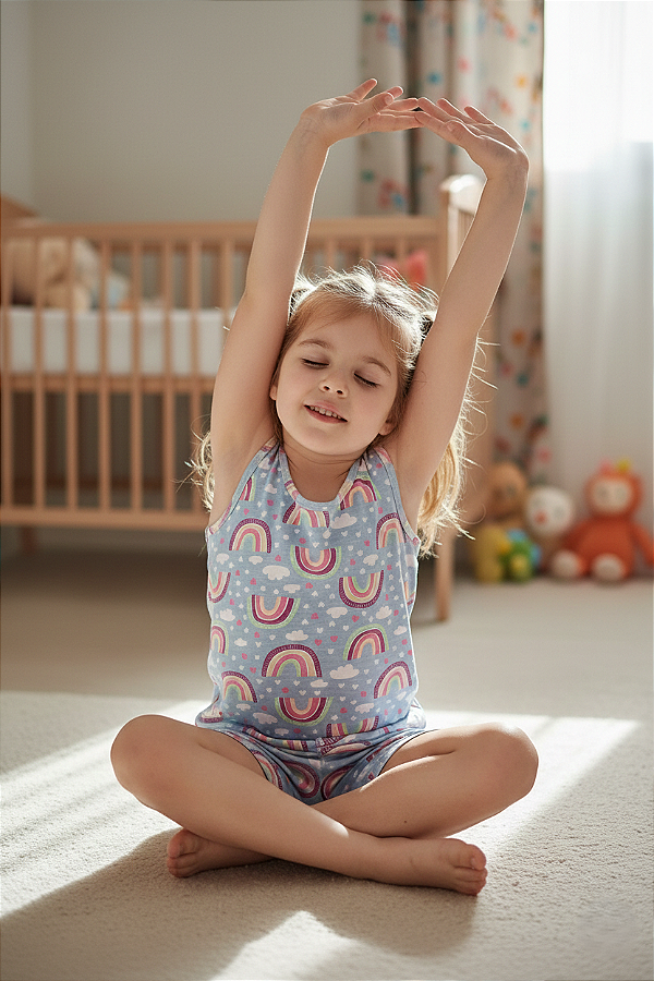 Pijama Short Doll Arco Íris - Infantil