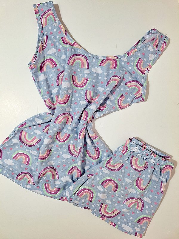 Pijama Short Doll Arco Íris - Infantil