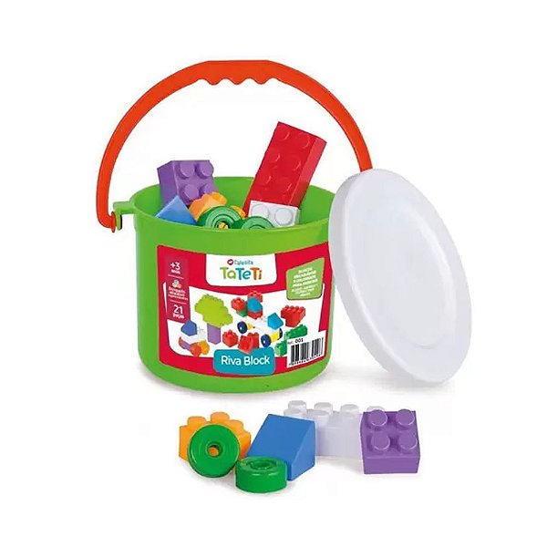 Baldinho com Blocos Pecinhas Lego de Montar Brinquedo Infantil 66 peças