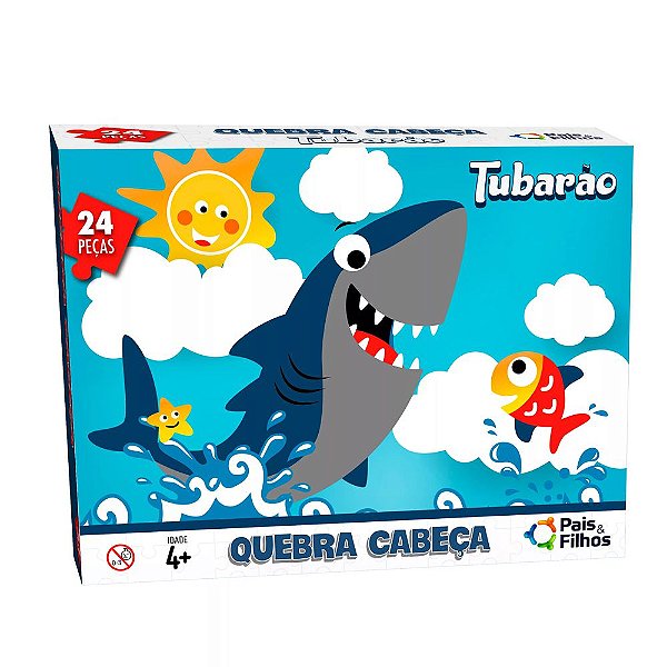 Quebra Cabeça Infantil 24 Peças Tubarão Pais e Filhos - CORDEIRO HOME