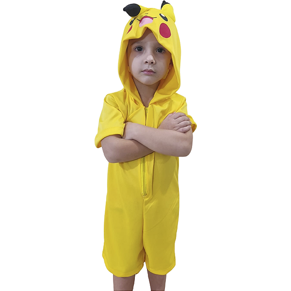 Fantasia Infantil Pikachu Curto | Pijama Macacão Kigurumi