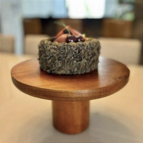 Boleira de Madeira Nobre com Pé – 30cm | Elegância Natural para Servir | To Home Decoração