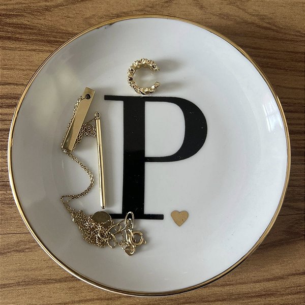 Pratinho de Porcelana Schmidt com Ouro e Monograma