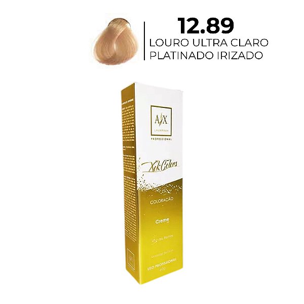 Coloração Creme 12.89 Loiro Ultra Claro Platinado Irizado AX Lauarrah Professional