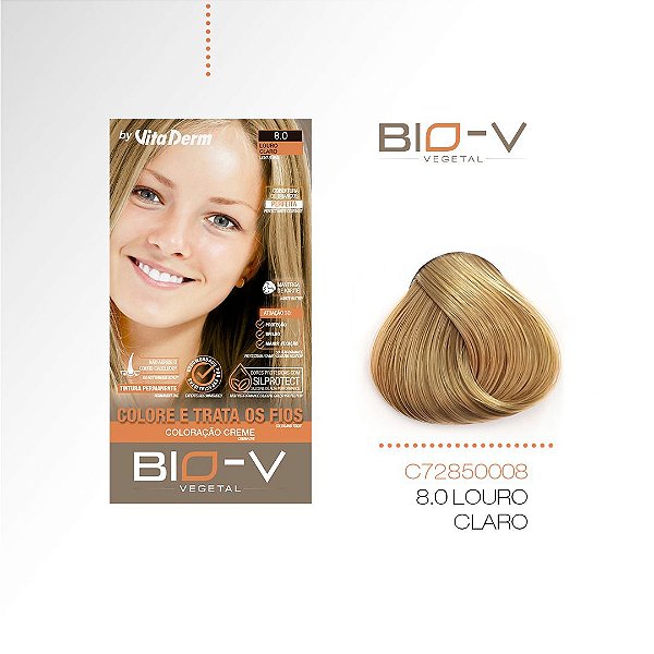 COLORAÇÃO CREME BIO-V 8.0 LOIRO CLARO VITA DERM