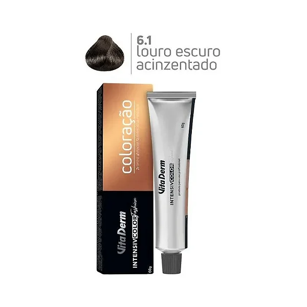 Vita Derm Intensiv Color Coloração Profissional 6.1 Louro Escuro Acinzentado 60g