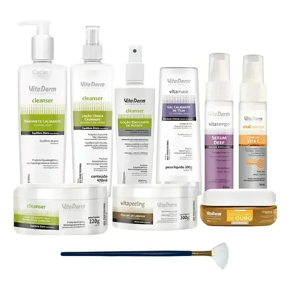 Limpeza De Pele Vita Derm + Vita C + Sérum + Máscara De Ouro
