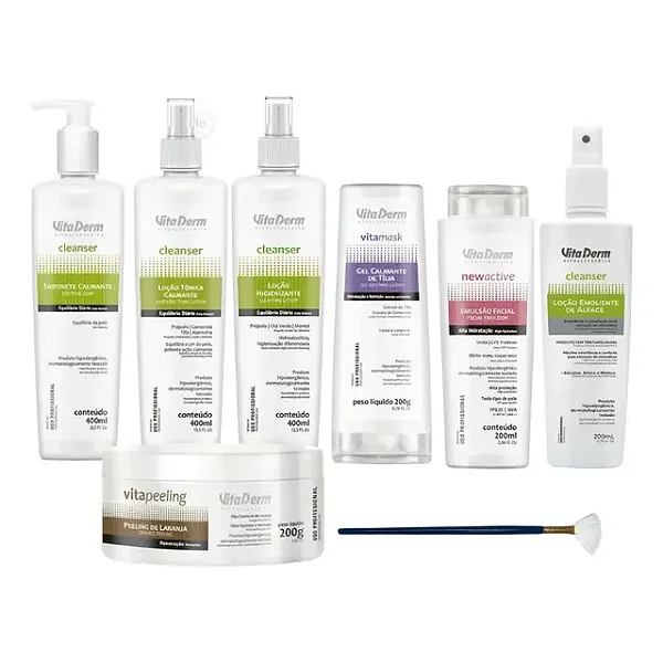 Kit 7 Produtos Limpeza De Pele Profissional Vita Derm