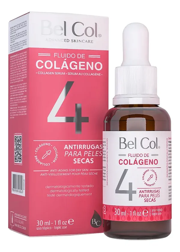 Bel Col Fluido de Colágeno 4 Antirrugas Para Peles Secas 30ml