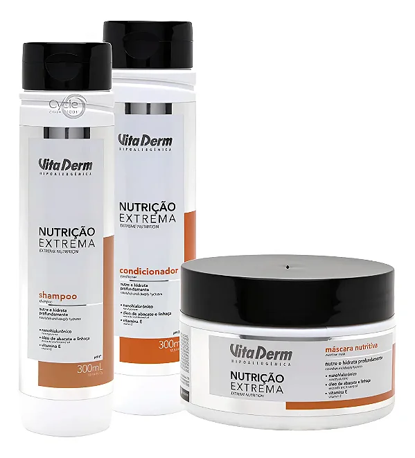 Vita Derm Nutrição Extrema Shampoo, Condicionador e Máscara