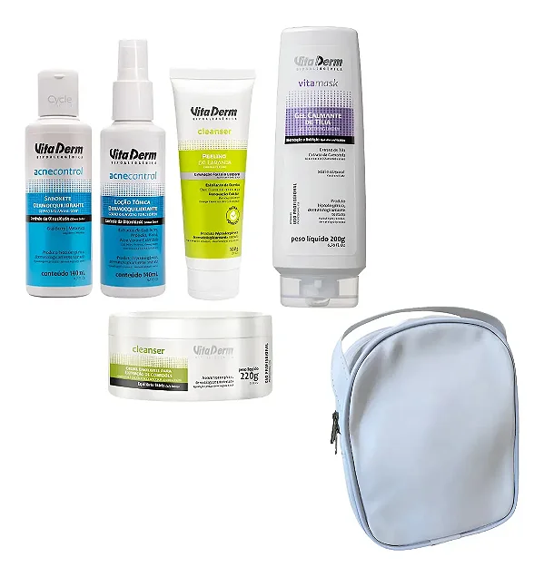 Kit Limpeza De Pele Vita Derm Acne Control Com Esfoliante